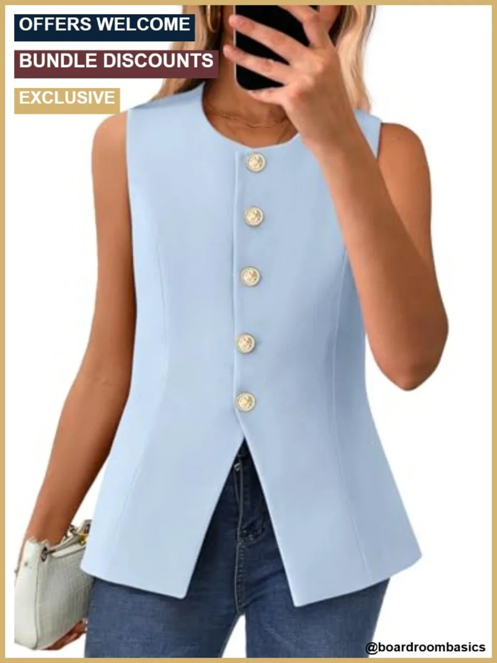 Sleeveless Suit Vest for Women Blazer Top Slim Fit